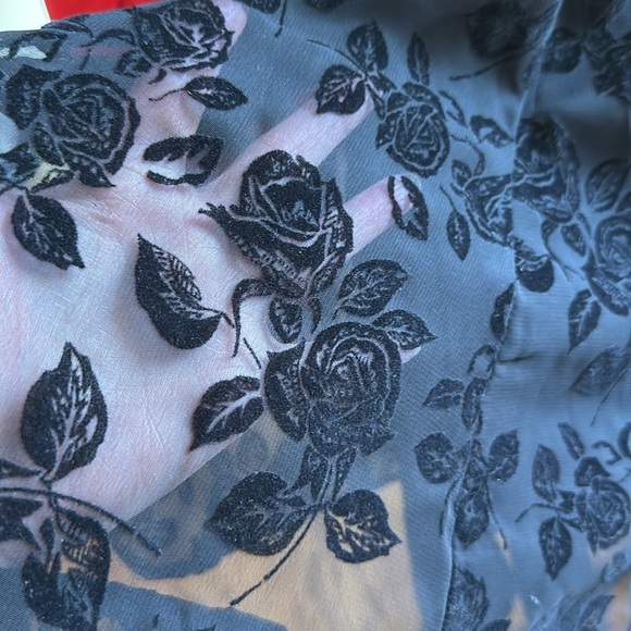 ZUM ZUM Vintage 80s Black Halter Mini Dress Whimsigoth Witchy Velvet Floral S - Picture 2 of 15